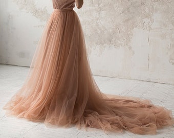 Dusty copper tulle wedding skirt / Full bridal skirt