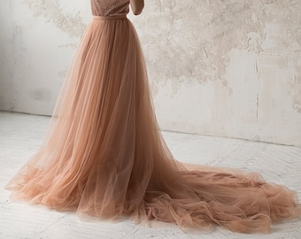 Dusty copper tulle wedding skirt / Full bridal skirt