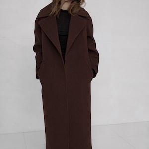 Brown Woman Coat / Warm Wool Coat / Wrap Wool Overcoat / Long Soft Wool ...