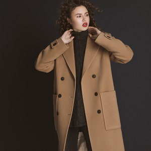 Autumn camel wool coat / Woman wool coat / Winter wool overcoat / Fall warm coat image 8