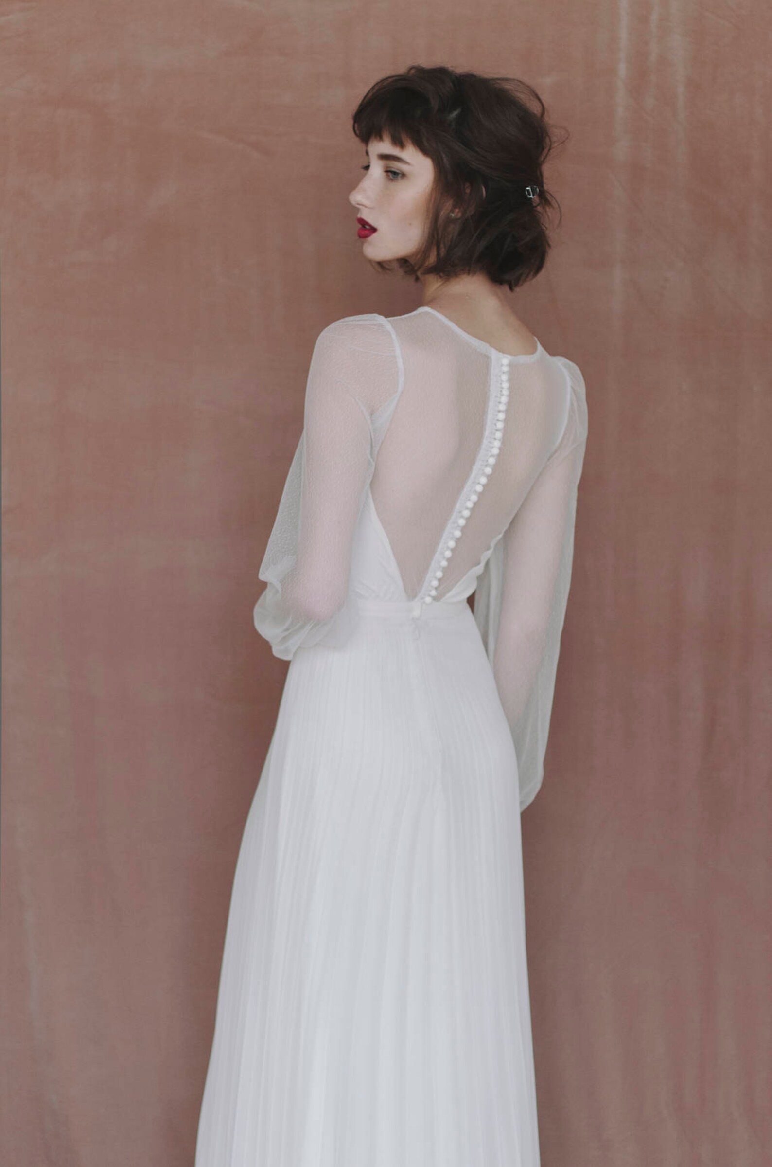 Ivory Silk & Chiffon Wedding Dress with Sash Belt main image 0
