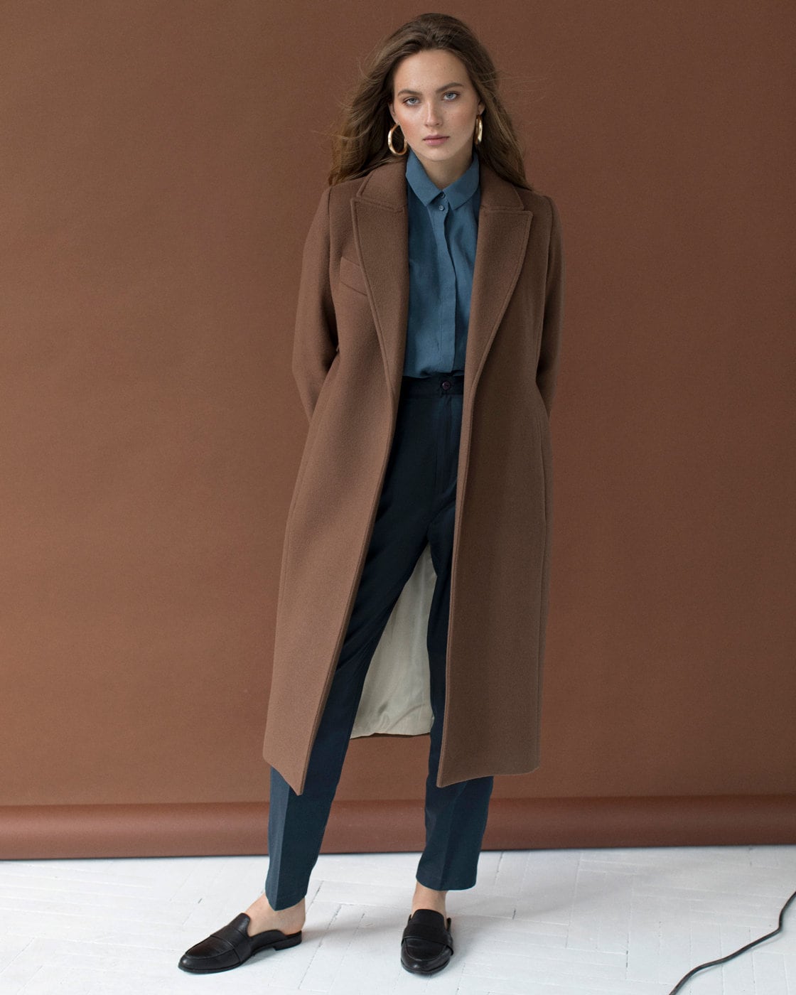 Brown Wool Coat / Autumn Belted Coat / Warm Wool Coat