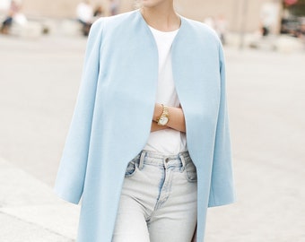 blue boyfriend coat