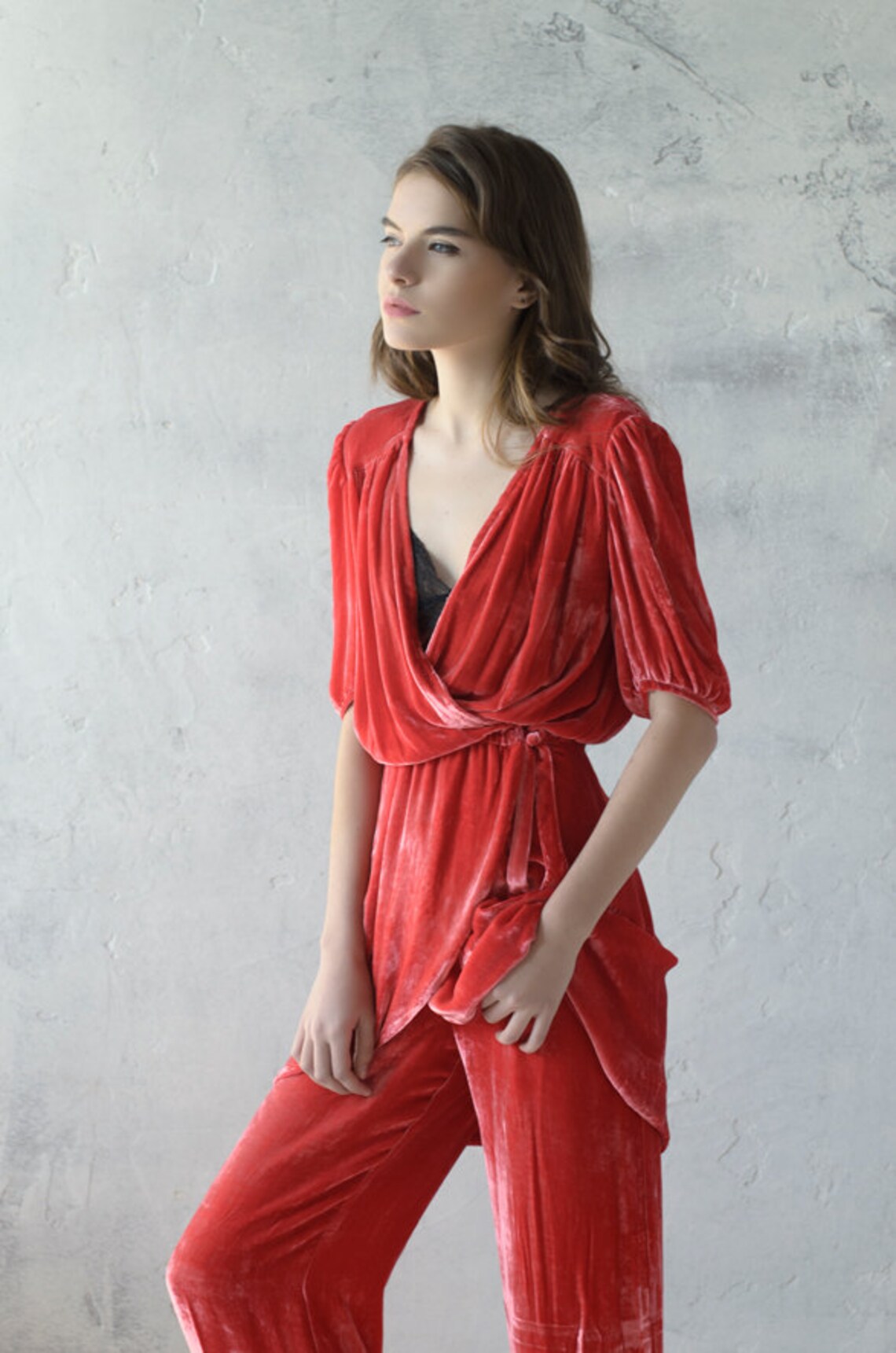 Red Velvet Suit for Woman Etsy