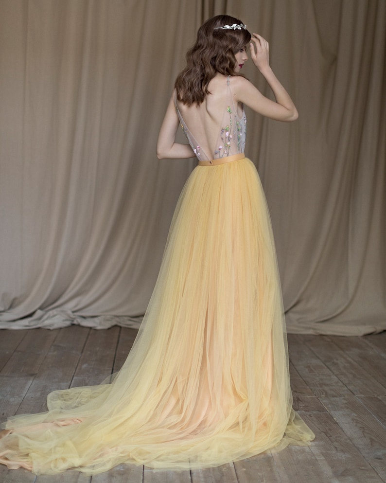 blue tulle wedding skirt