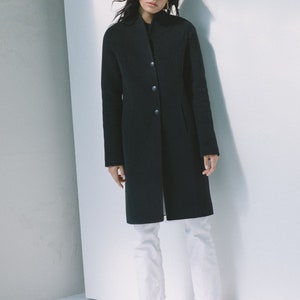 Woman green coat / Green autumn coat / Warm wool coat // Alana Black