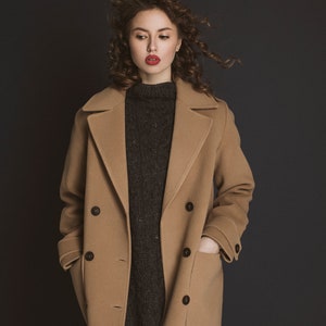 Autumn camel wool coat / Woman wool coat / Winter wool overcoat / Fall warm coat image 5