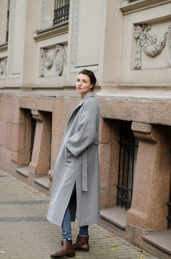 Wool Light Gray Coat / Oversize Wool Overcoat / Autumn Wool Coat / Soft Wool  Overcoat -  Canada