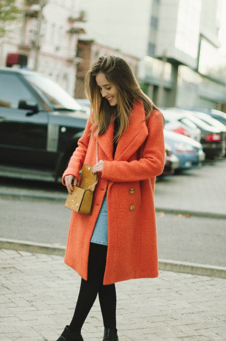 Terracotta Autumn Coat Woman Wool Coat Etsy