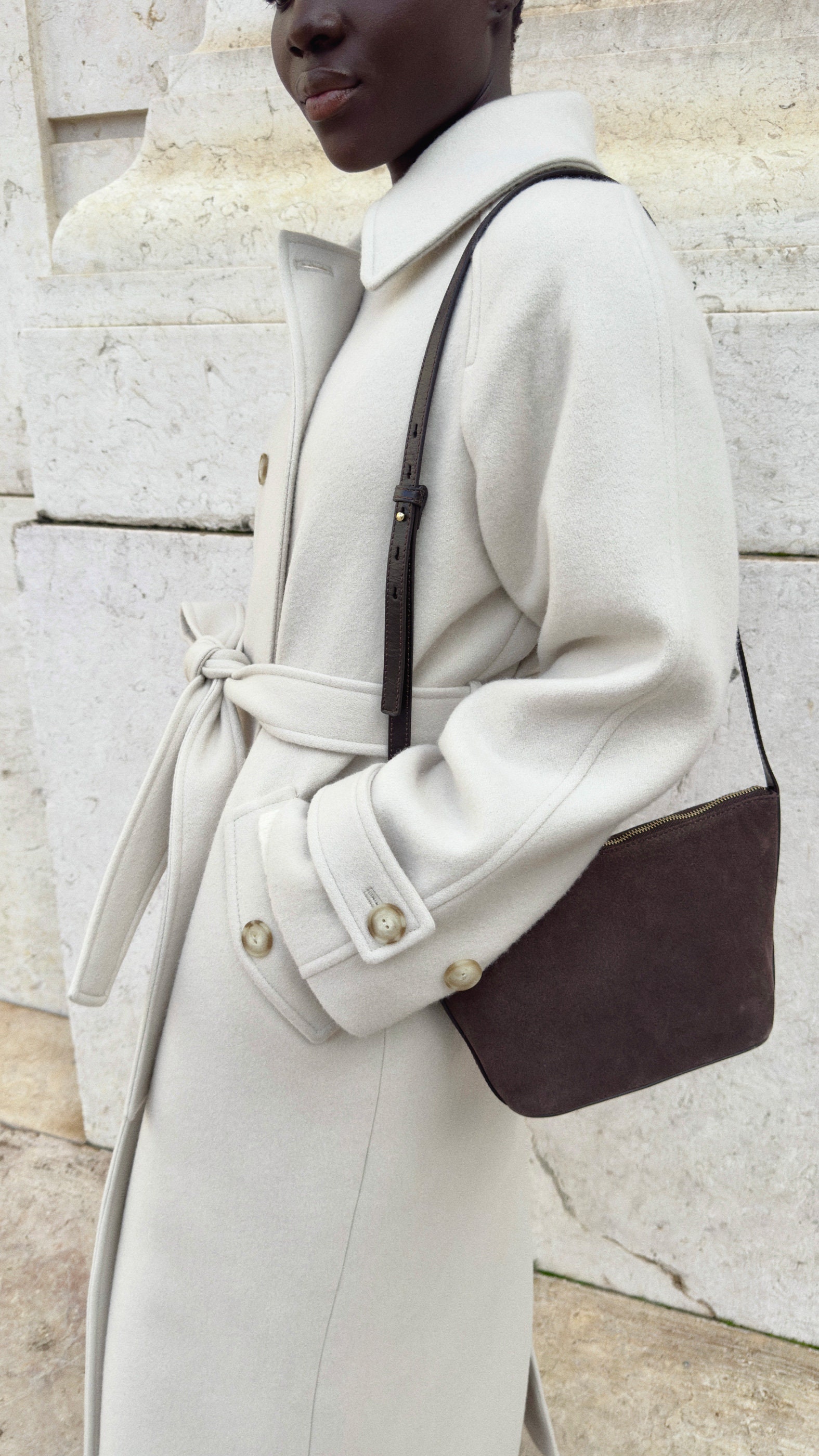 Oversize Wool Trench Coat / Ivory Oatmeal Wool Overcoat