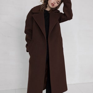 Brown Woman Coat / Warm Wool Coat / Wrap Wool Overcoat / Long Soft Wool ...