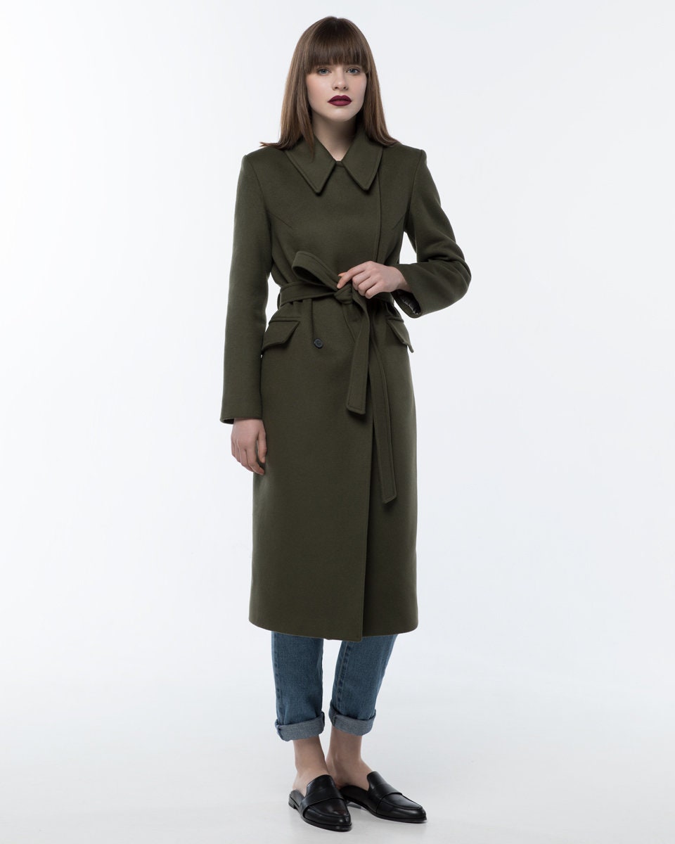 notch collar wool coat