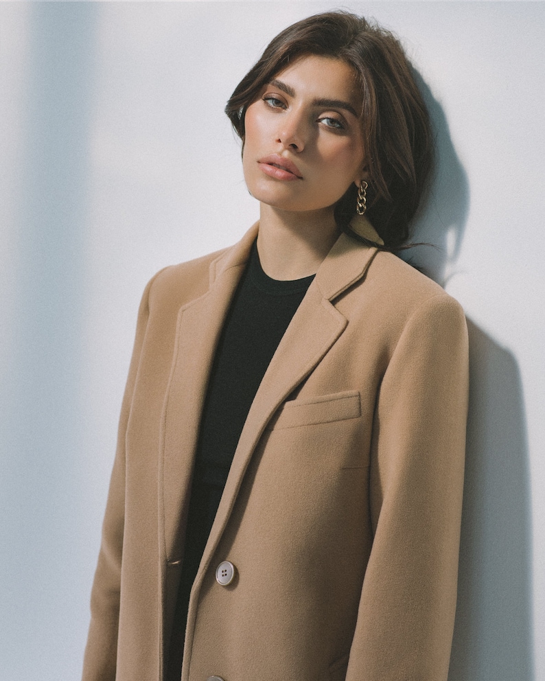 Camel Cashmere Coat / Warm Camel Coat / Straight Camel Coat/ Etsy