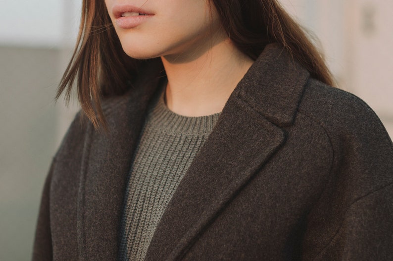 Gray wool coat / Winter and autumn overcoat / Relaxed fit coat image 4