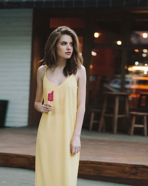 light yellow slip dress
