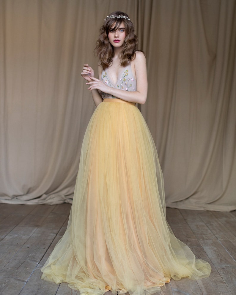 blue tulle wedding skirt