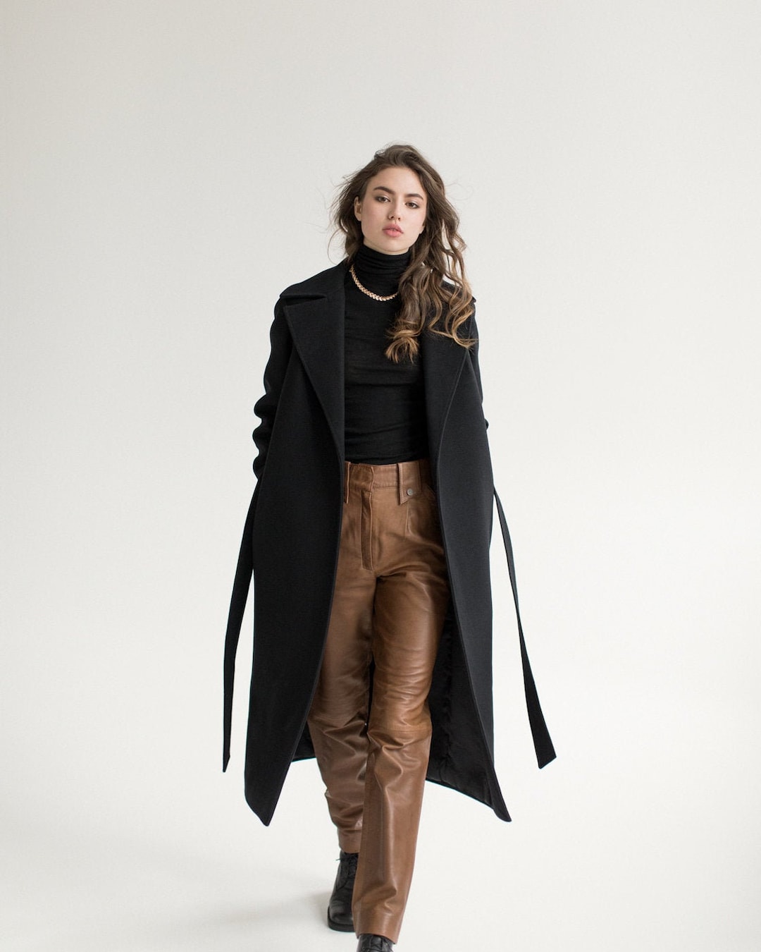 Black Wool Coat / Winter Autumn Wool Coat // MELISSA