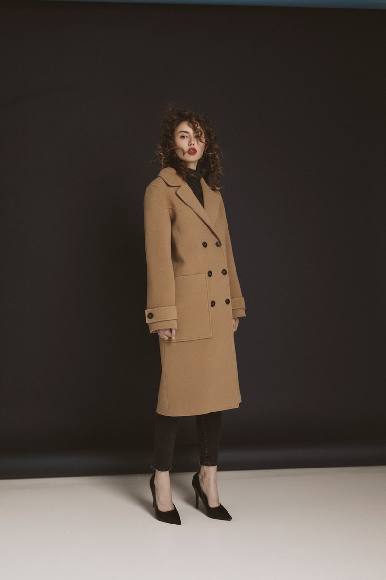 Autumn camel wool coat / Woman wool coat / Winter wool overcoat / Fall warm coat image 6