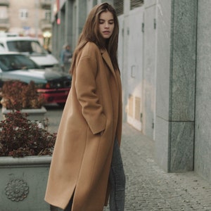 Fall camel coat / Woman wool coat / Loose fit camel coat / Warm wool overcoat / Oversized wool coat / Winter camel coat image 5