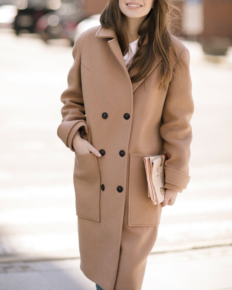 Warm Camel Cashmere Coat / Woman Wool Overcoat / Autumn Wool - Etsy
