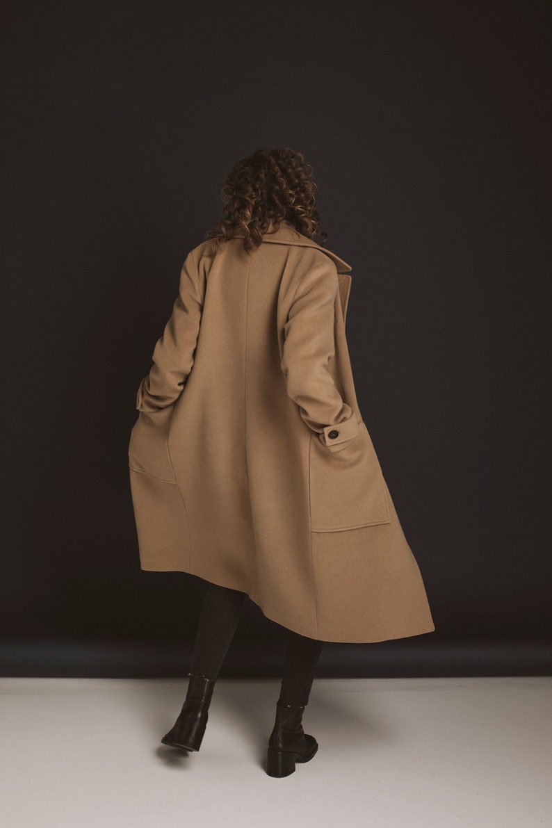 Autumn camel wool coat / Woman wool coat / Winter wool overcoat / Fall warm coat image 9