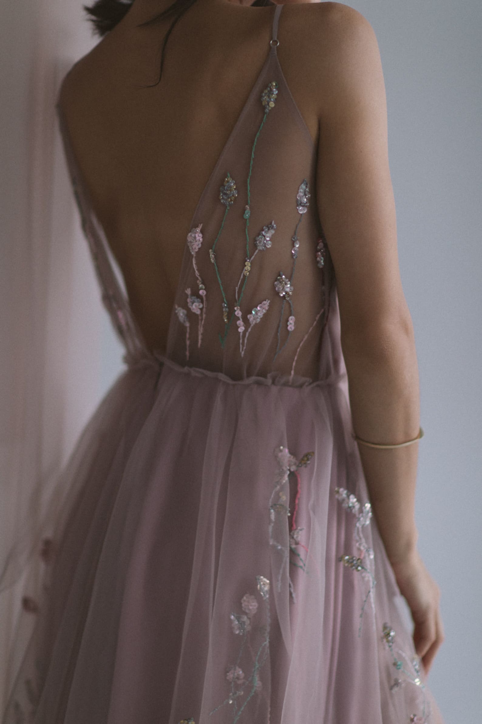 Pale Blush Boho Wedding Dress / Purple Bridal Gown / Colorful Floral ...