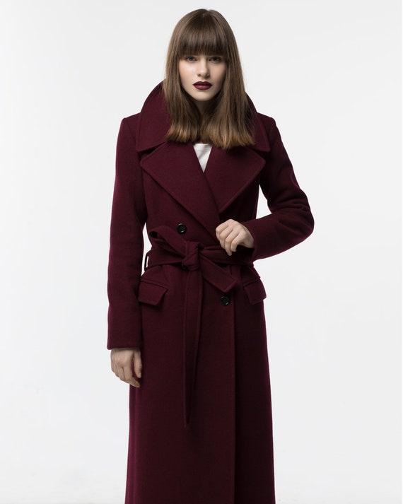 JJ Winter Outfits | New York Aesthetic Chic Trench Coat 2XL / Burgundy