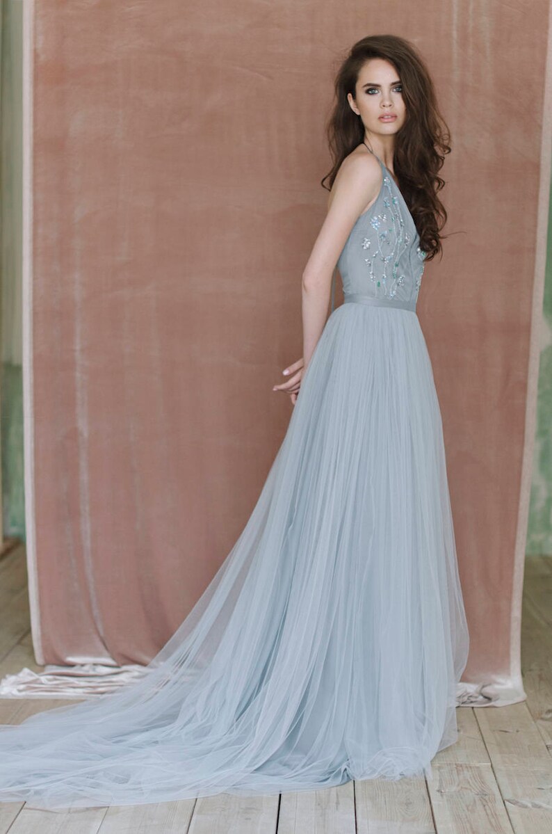blue tulle wedding skirt