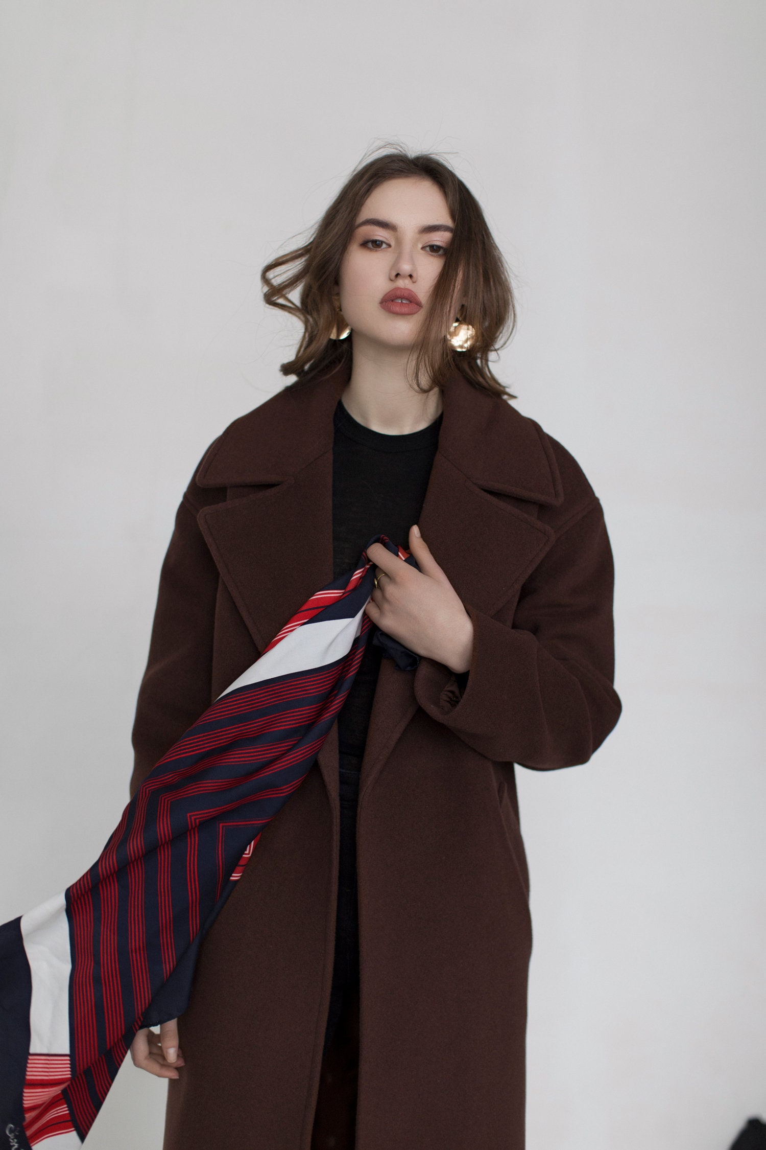 manteau laine brun