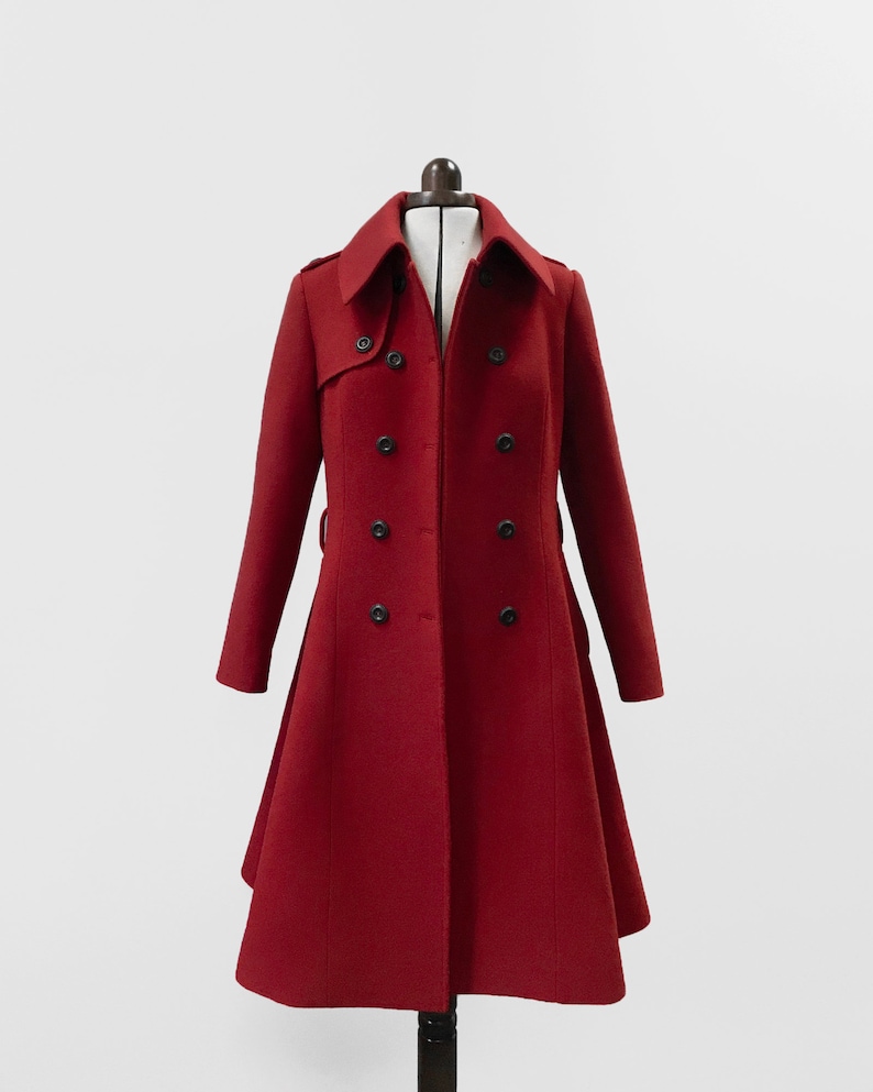 Red Coat / Red Cashmere Trench Coat/ Doublebreasted Trench Etsy