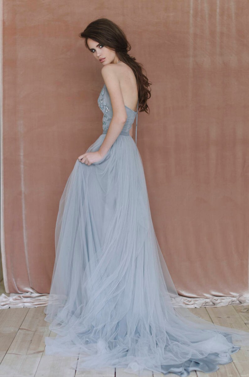 blue tulle wedding skirt