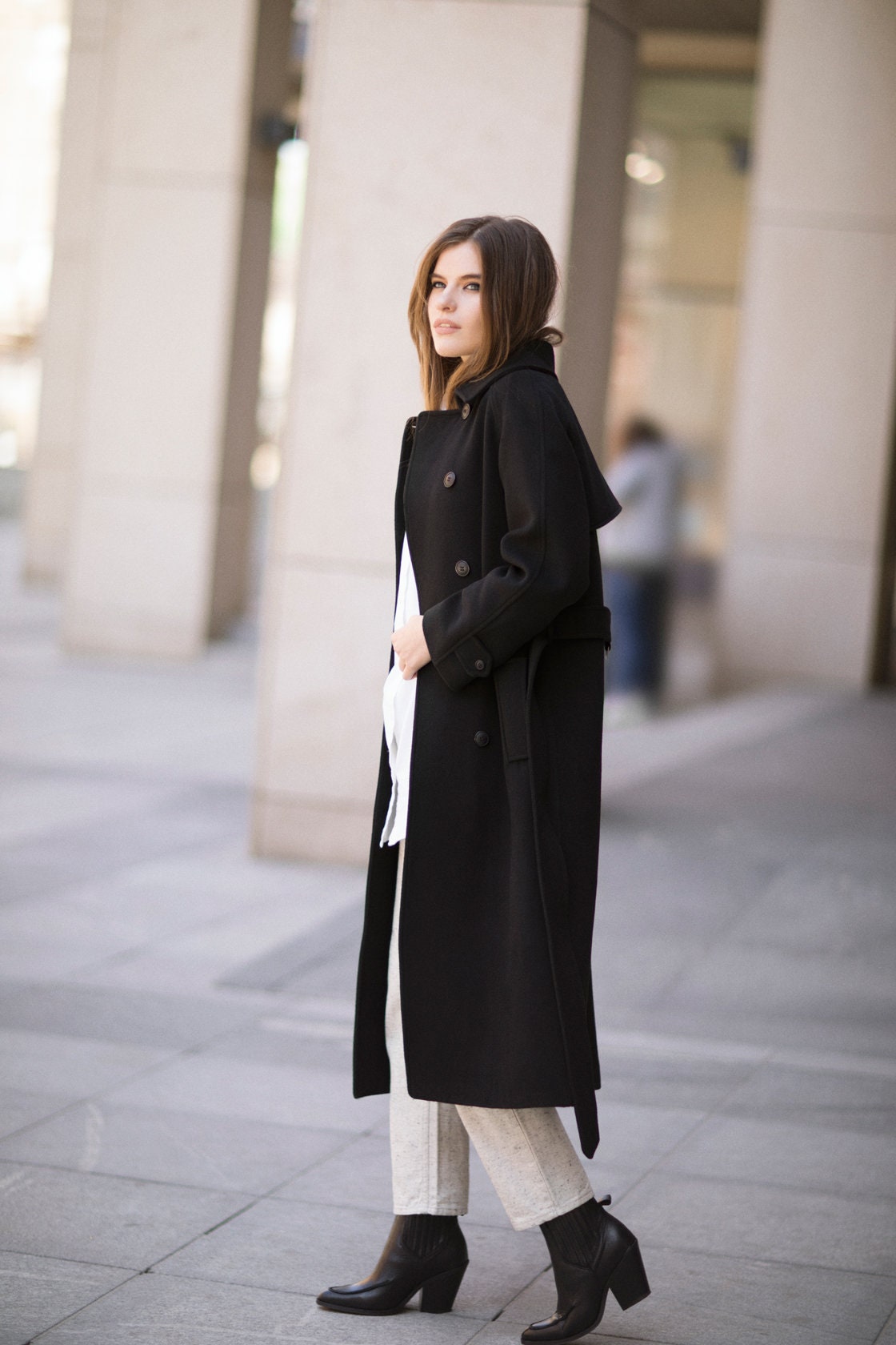 Black Cashmere Coat / Cashmere Warm Coat / Autumn Coat | Etsy