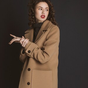 Autumn camel wool coat / Woman wool coat / Winter wool overcoat / Fall warm coat image 7