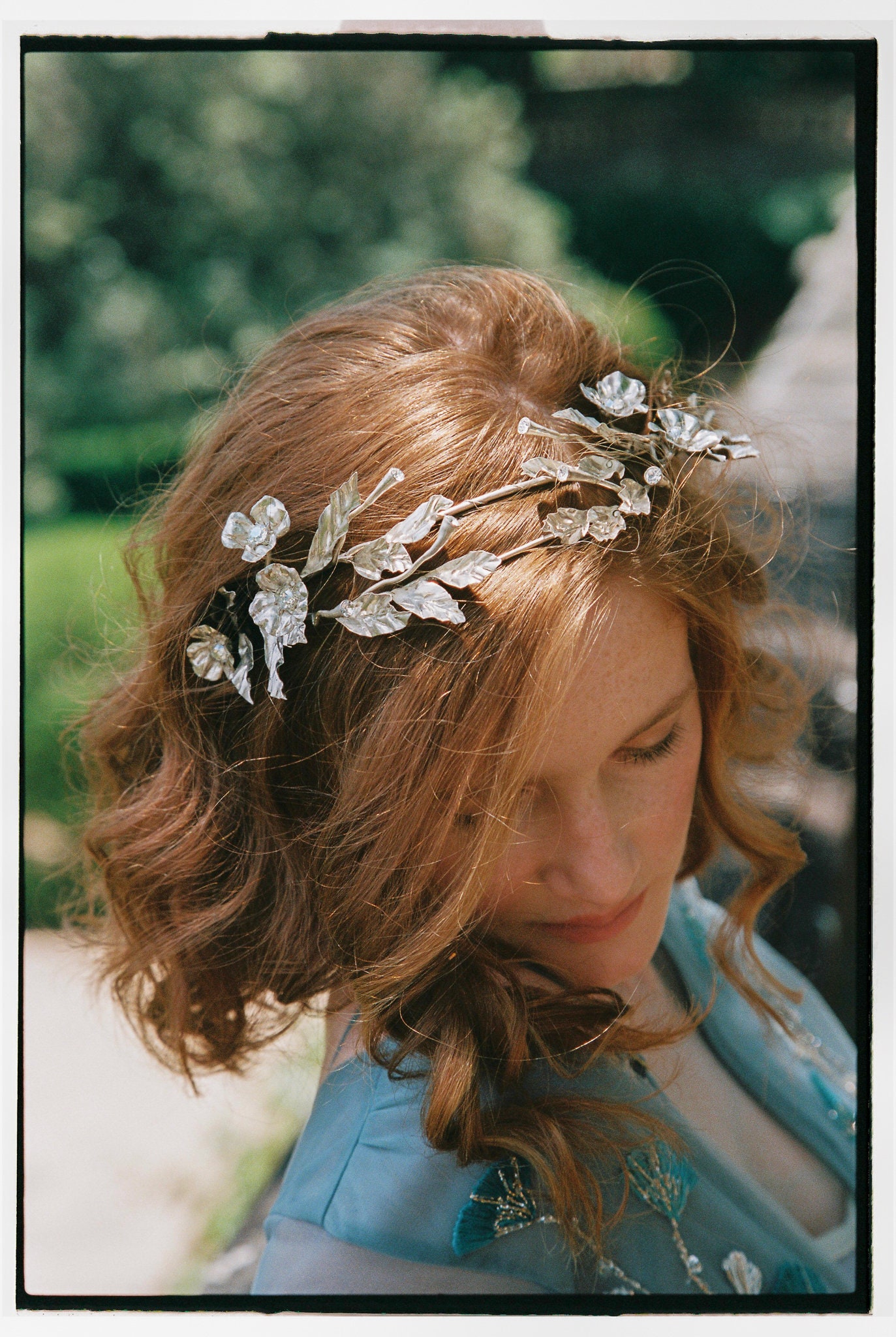Bridal Silver Floral Tiara: Crystal Wedding Hair Wreath - Etsy display picture 2