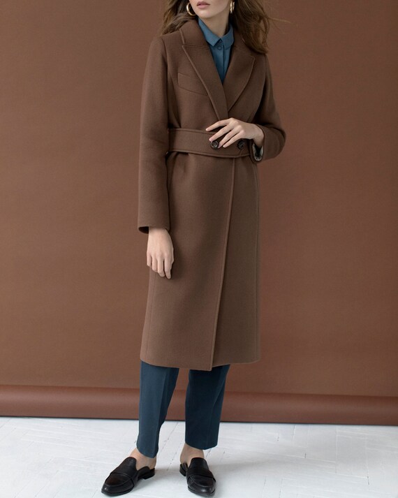 manteau cintré marron femme