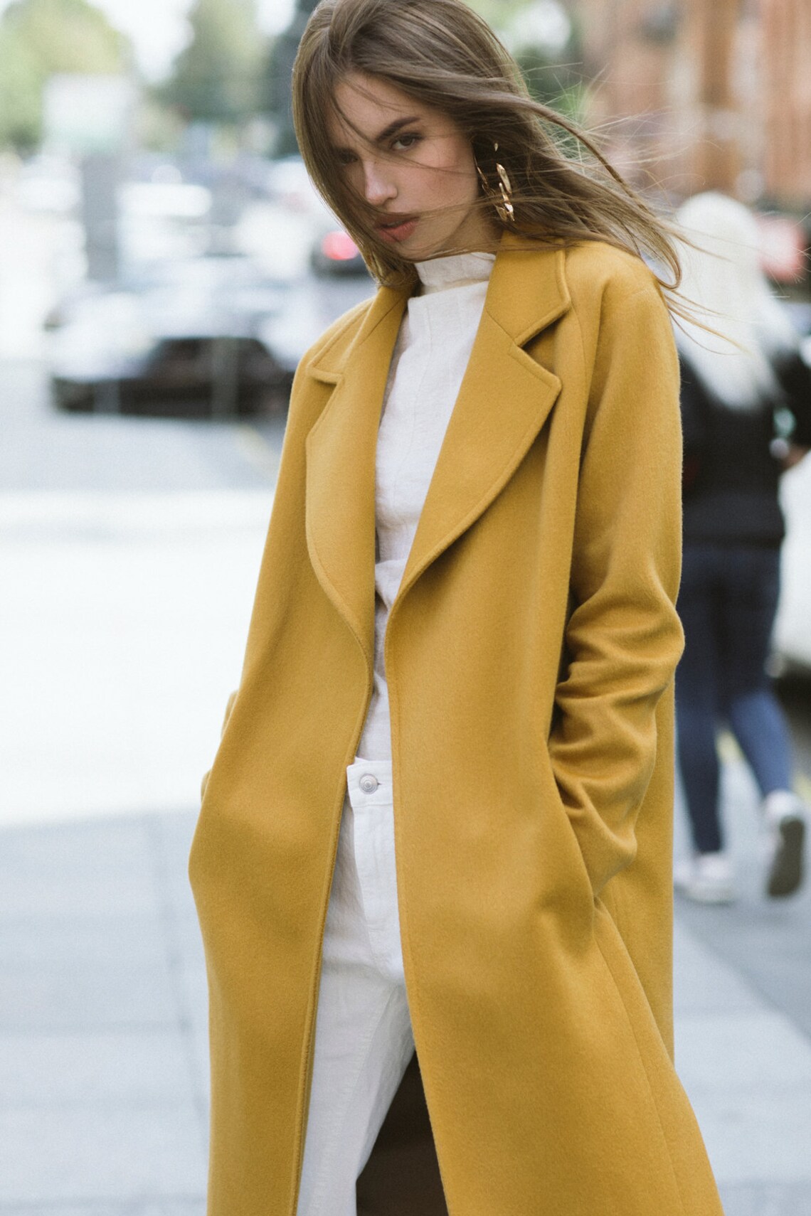 Mustard cashmere coat Yellow wool overcoat / Autumn wool coat | Etsy