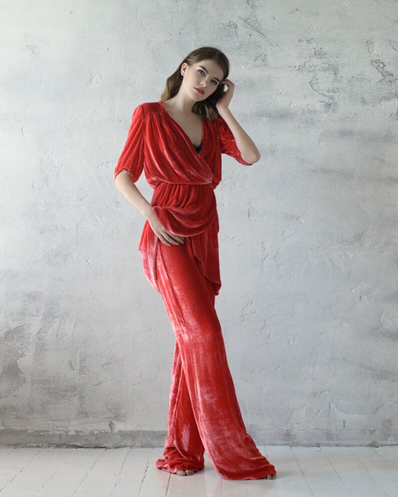 Red Velvet Suit for Woman Etsy