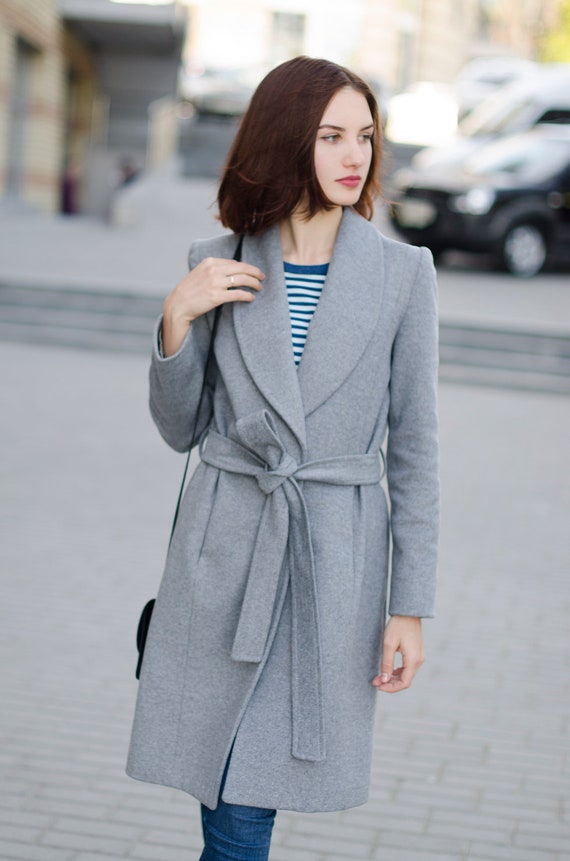Light Gray Coat / Wool Spring Coat - Etsy