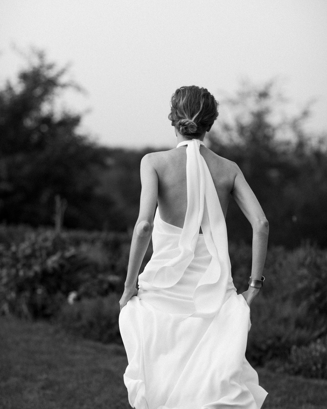 black and white halter wedding dress Silk neck Custom size US / Natural sweetheart halter wedding dress