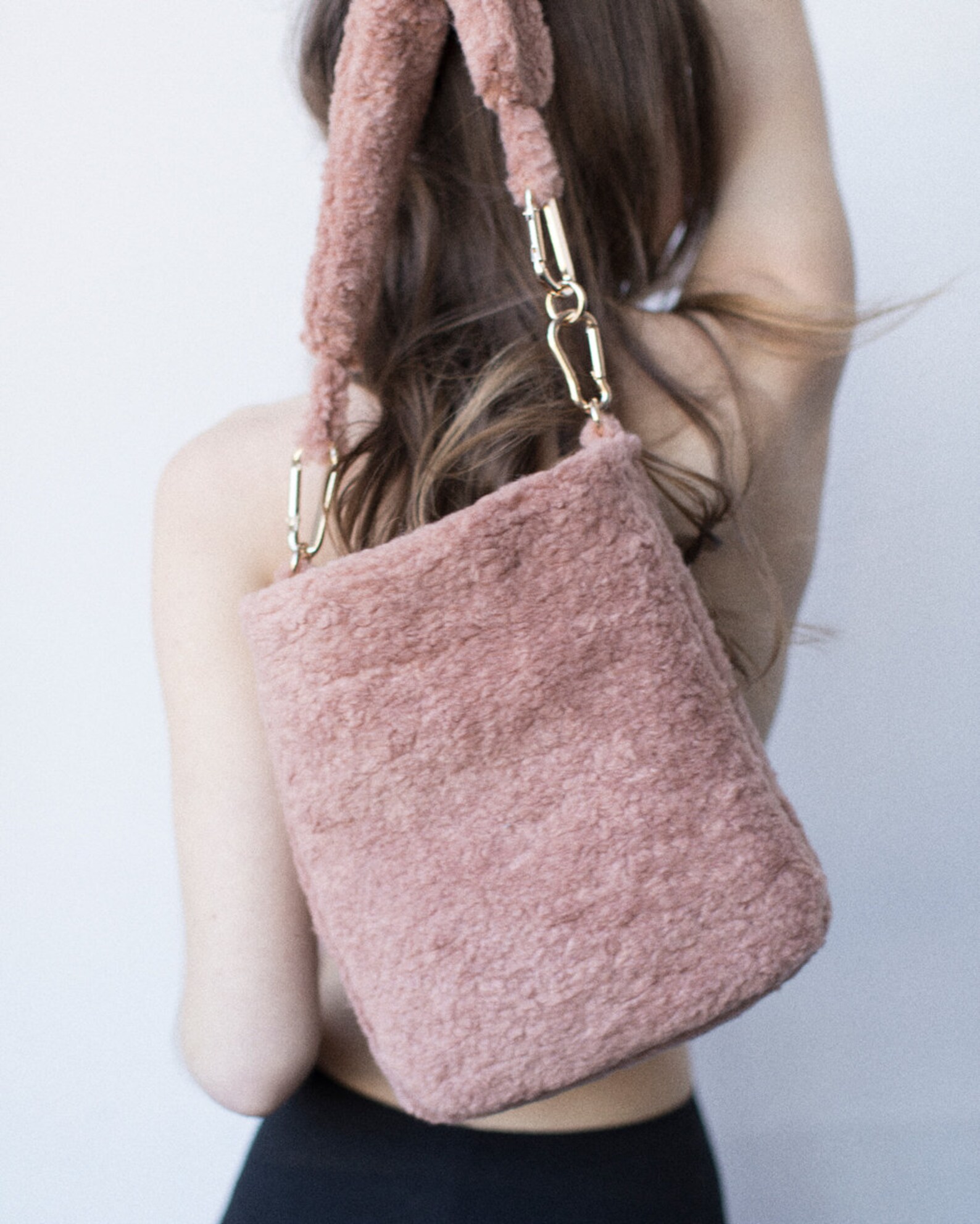 Faux Fur Shoulder Bag / Pale Pink Handbag Etsy