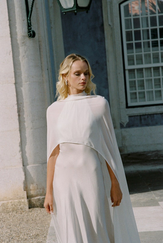 Chiffon Wedding Cape: Transparent Bridal Coverup