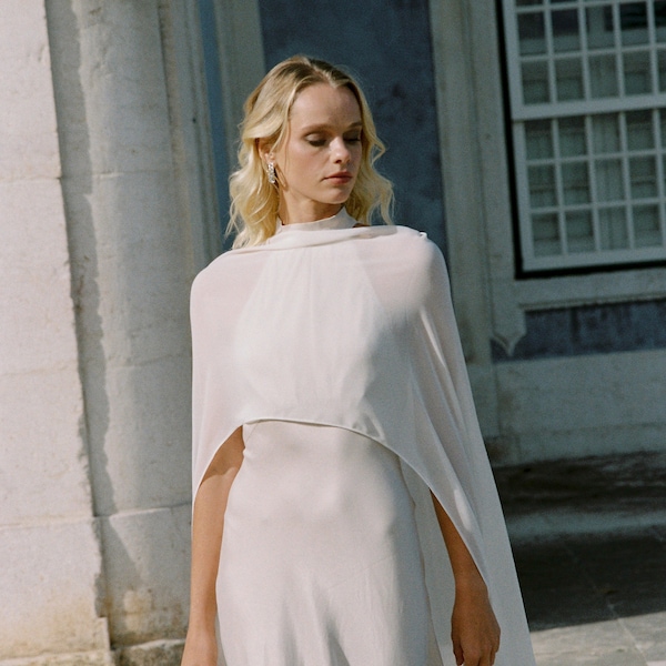 Chiffon Wedding Cape: Transparent Bridal Coverup