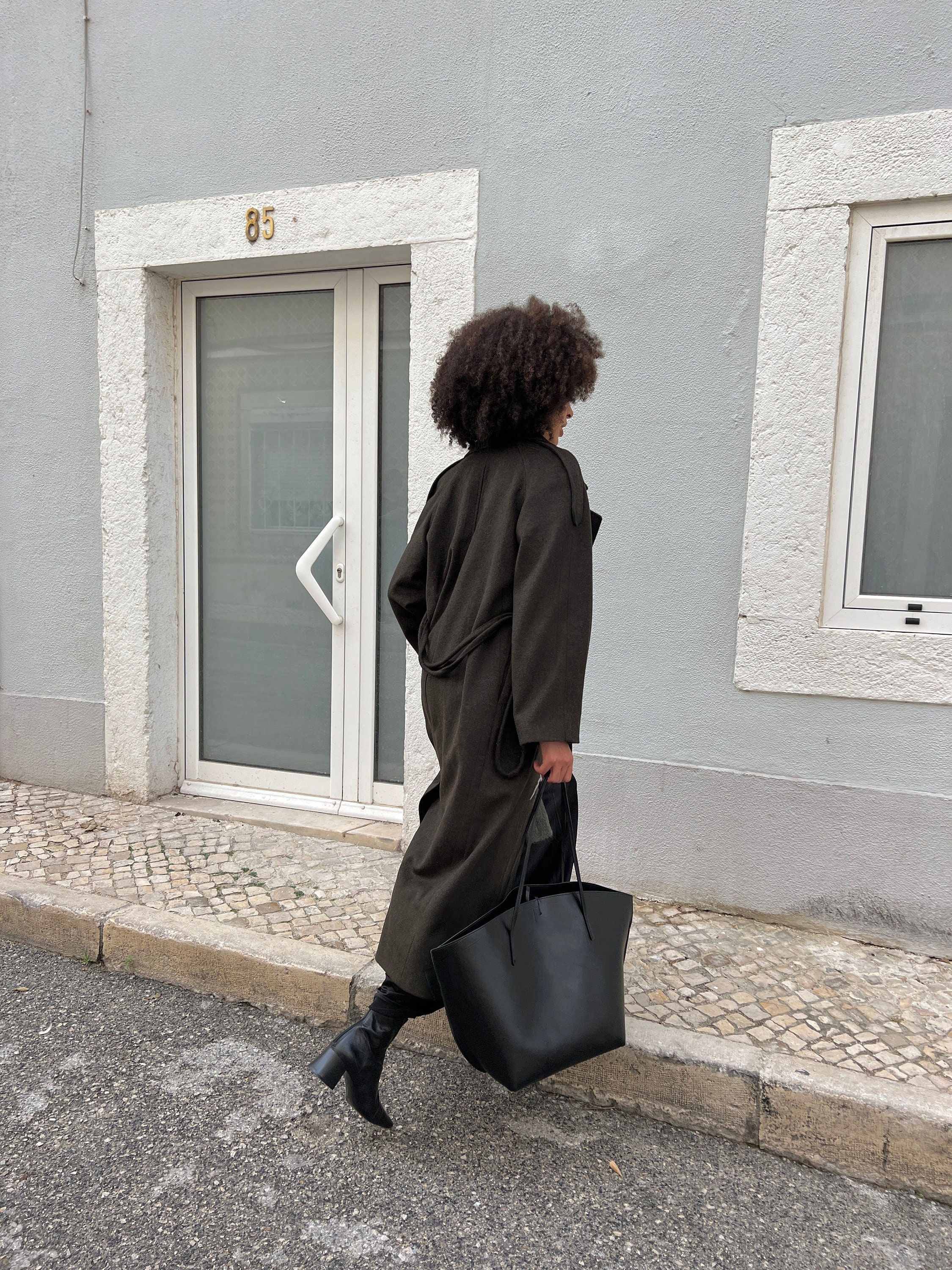 Wool Lined Trench Coat Dark Moss Gray