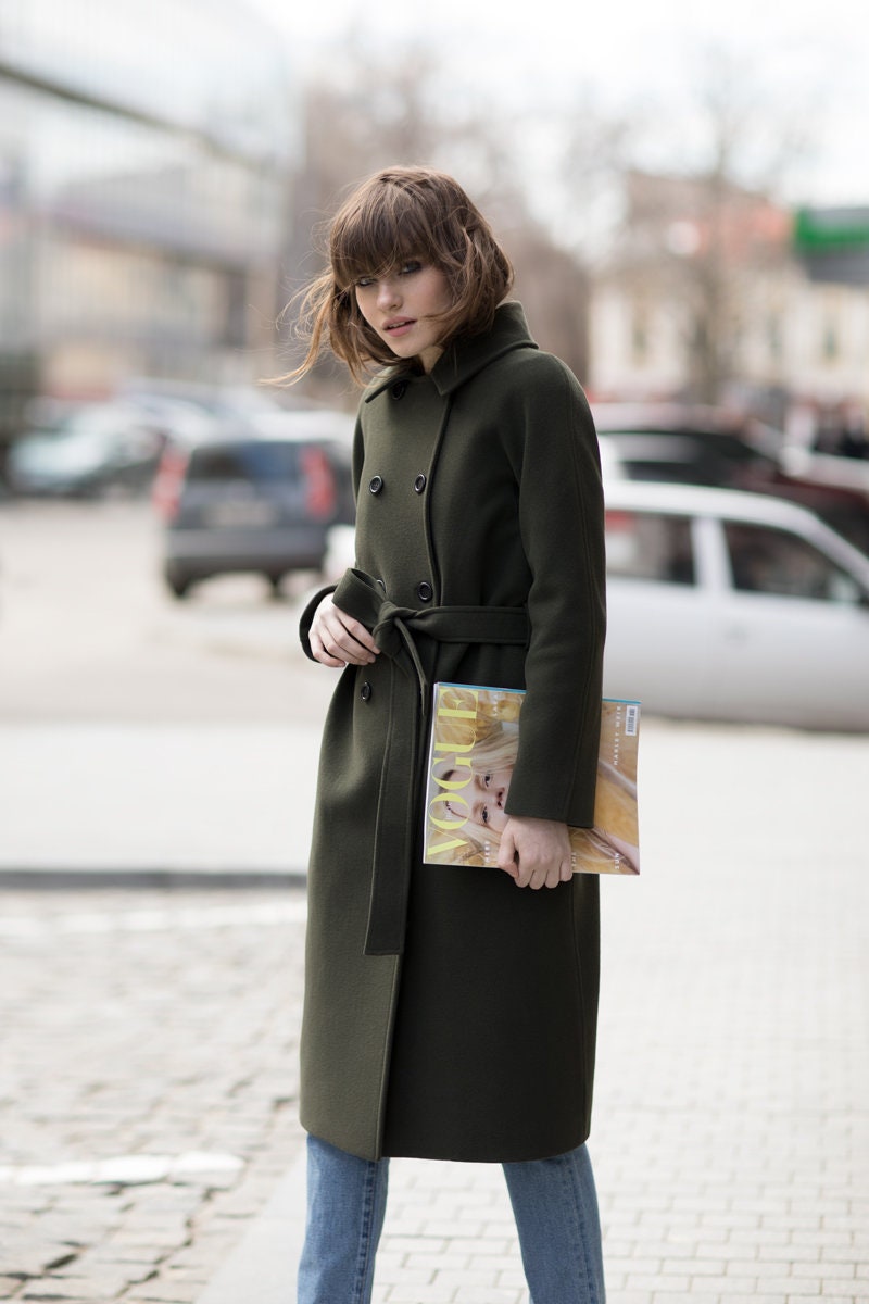 Green cashmere coat / Cashmere spring coat / Autumn coat | Etsy