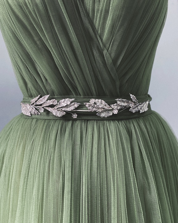 wedding dress silver belt Marlowe Beaded and Crystal Vine Bridal Belt