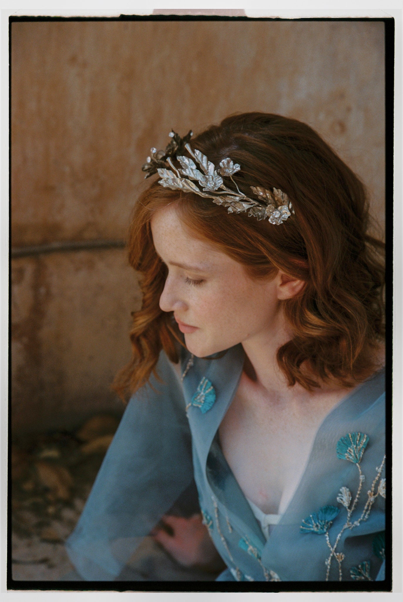 Bridal Silver Floral Tiara: Crystal Wedding Hair Wreath - Etsy display picture 1