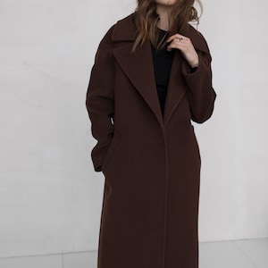 Brown Woman Coat / Warm Wool Coat / Wrap Wool Overcoat / Long Soft Wool ...