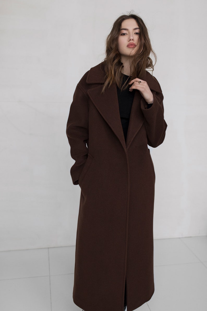 Brown Woman Coat / Warm Cashmere Coat / IRIS - Etsy
