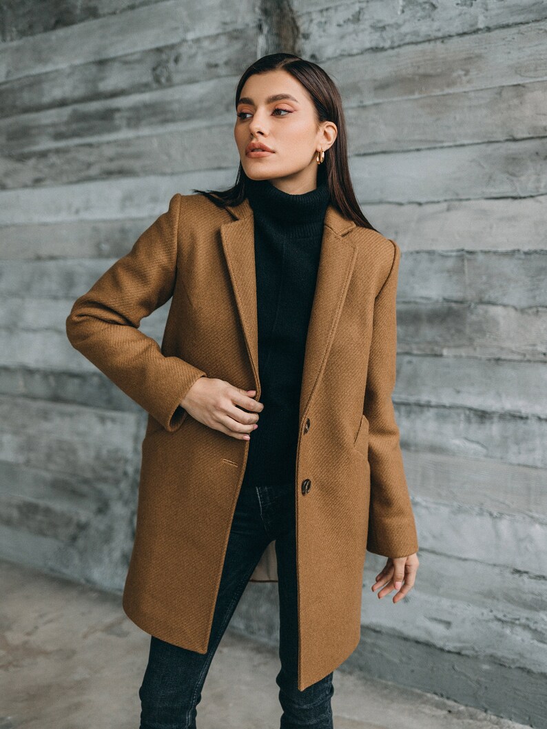 dark camel wool coat