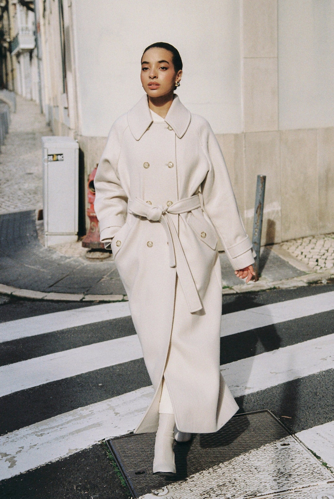 Ivory Oversize Wool Coat / Oatmeal Soft Wool Overcoat / Warm Etsy